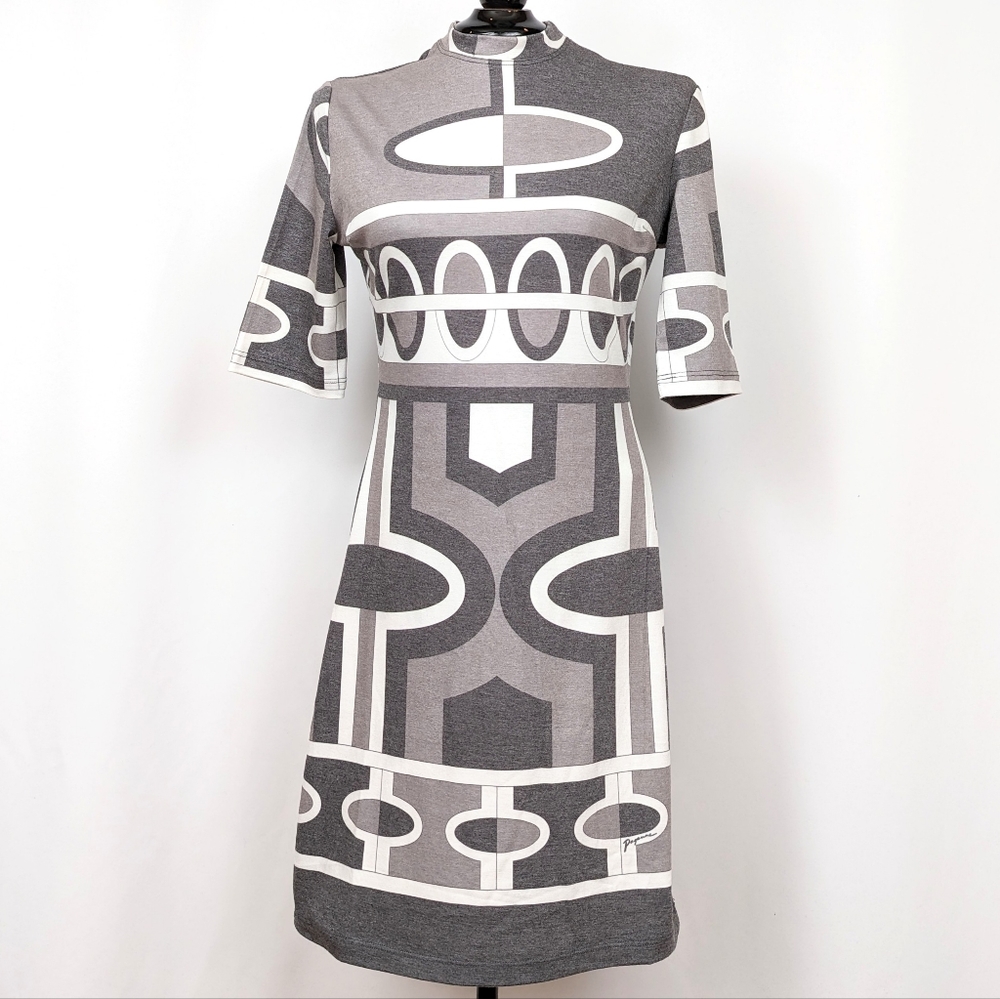 Paganne Chic Geometric Gray and White Mini Dress